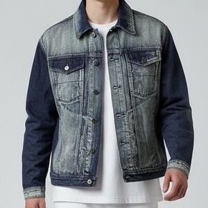 Vintage Y2K TANK Denim Jacket Trucker Style Size 3XL 100% Cotton 90s‎ blue wash